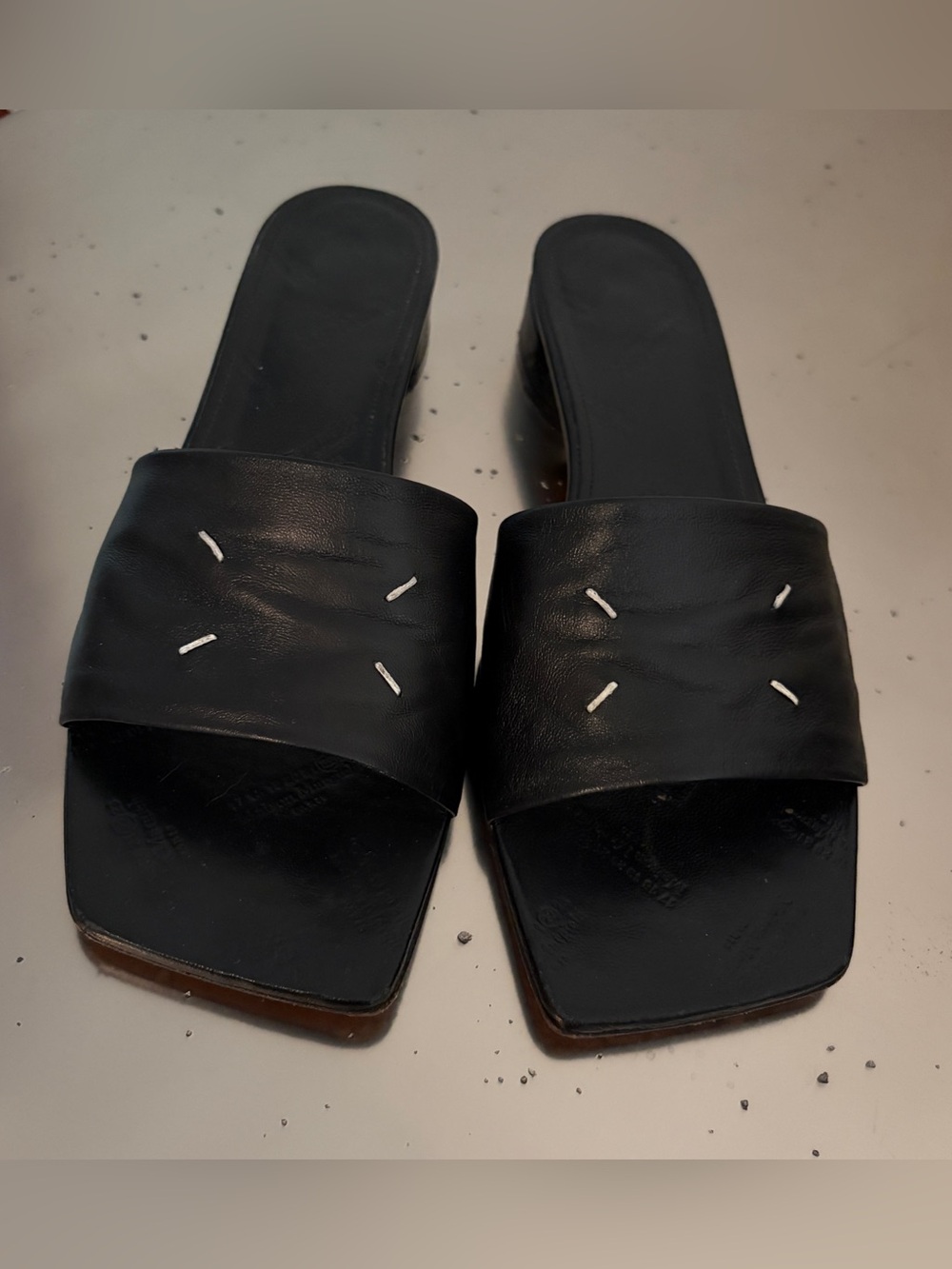 Maison Margiela Stitch Leather Sandal in Black size 40 - Picture 3 of 7